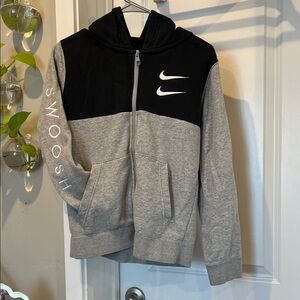 Nike Kids Black and Gray Full-Zip Hoodie